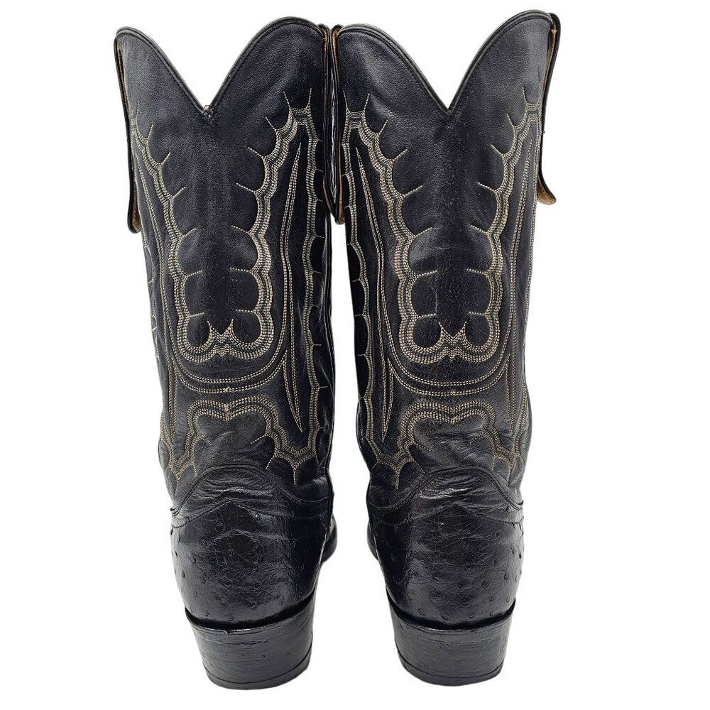 Vintage Honcho Boots Exotic Full Quill Ostrich Black Cowboy Western Mens 10D USA - Picture 6 of 16